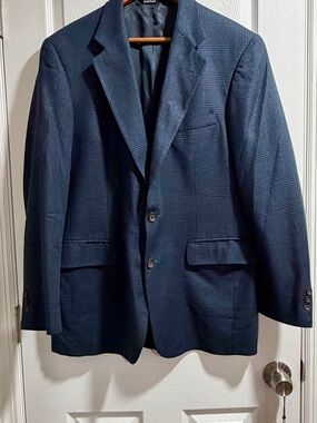 Wellington Dark Blue Glen Plaid Two-Button Sport Jacket
